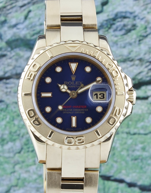 (image for) A ROLEX LADY SIZE 18K YELLOW GOLD OYSTER PERPETUAL YACHT-MASTER / 69628
